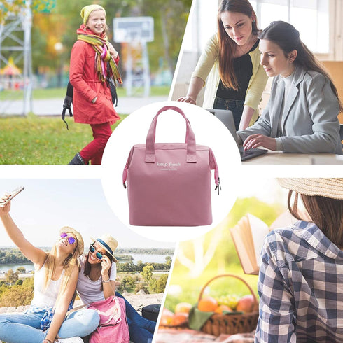 Mziart Insulated Lunch Bag, Simple Bento Cooler Bag for Lunch Box, Tote Bag for Women Men Adult Picnic Working Hiking