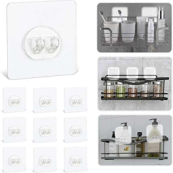 Cozycomfo Shower Caddy Adhesive Replacement Stickers Hooks Adhesive Pack of 10 for Corner