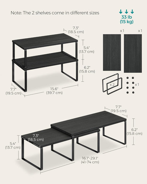 Set 2 Counter UKCS025B01 SONGMICS Cabinet Organizer Shelf, of Kitchen Shelves, Kitchen Storage, Spice Rack, Stackable