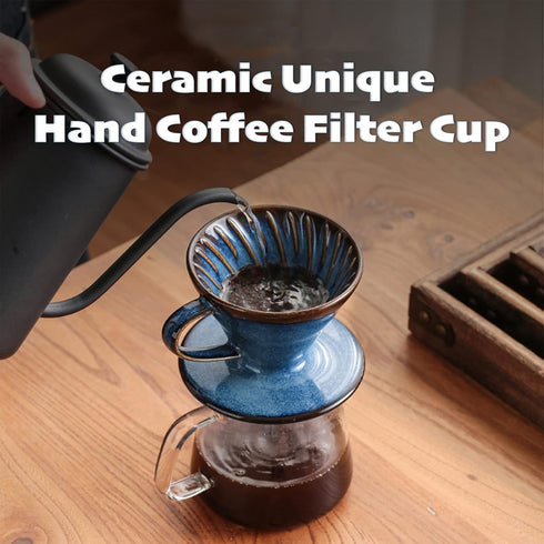 Ceramic Coffee Dripper Filter, 60 Angle Tapered Hand Brew Coffee Cup, Reusable Porcelain Pour Over Set for Home