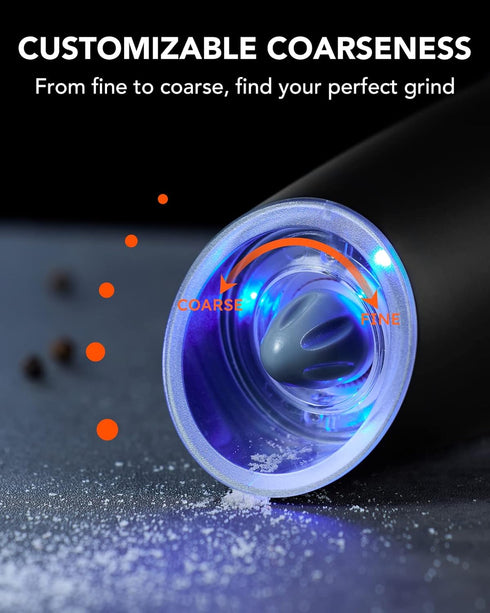 Set, FORLIM Gravity Electric Salt and Pepper Grinder Automatic Pepper Grinder Shakers Mill, Upgraded Batteries Powered
