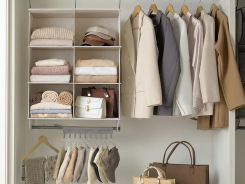 Closet 6-Section Closet StorageWorks Hanging Organizer with Metal Rod, Organizers and Storage, Collapsible Hanging