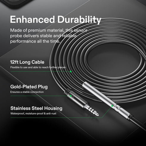 VIVOSUN Temperature & Humidity Sensor Probe: Waterproof Stainless Steel Monitoring Probe for GrowHub Controller