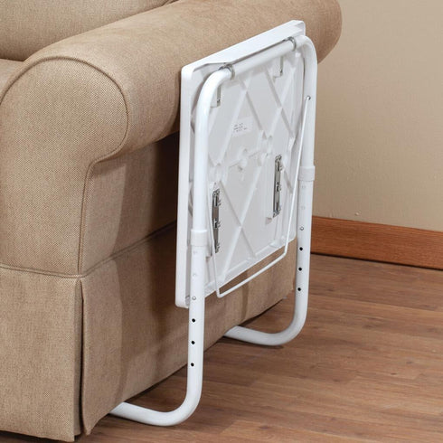 EasyComforts Adjustable White Tray Table - Versatile Bed and Snack Table