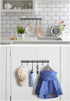 YiZhi Adhesive Wall Hooks Rack, Space Saving Kitchen Rail with 6 Hooks, No Drilling Wall Mounted Accessory Hanger, Pack