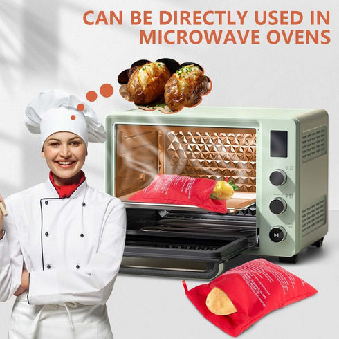 OBTANIM 2 Pack Reusable Red Potato Pouch - Microwave Bag for Perfectly Baked Potatoes