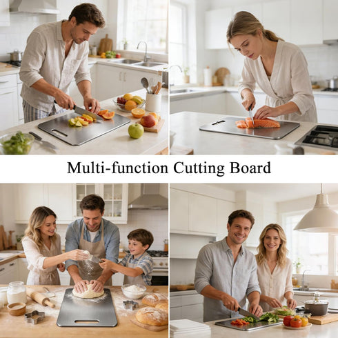 Board,304 13.4"*9" Cutting Foodgrade Stainless Steel Cutting Board for Kitchen,Dishwasher Safe,Double-sided Chopping