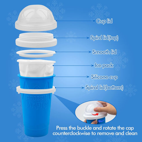 Slushie Maker Cup - DIY Magic Slushy Maker Squeeze Cup, Portable Smoothie Maker for Juices and Ice Cream (Blue)