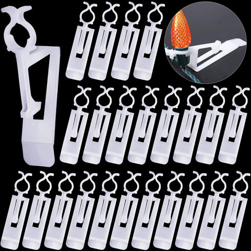 40 Pieces Christmas All-in-One Light Clips for C7, C9, and Mini Lights, Plastic Hangers (White)