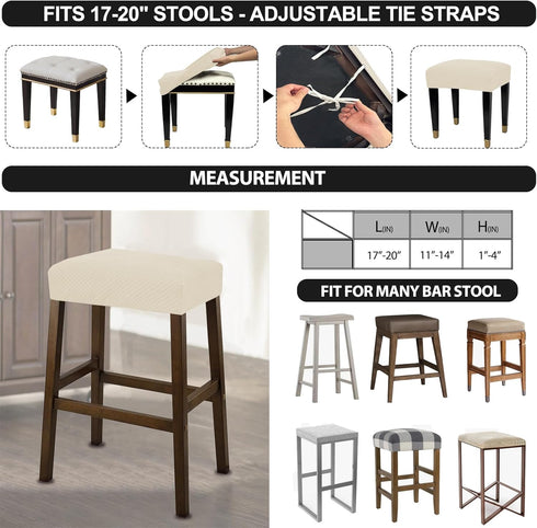 Counter A,2 Pack NeColorLife Rectangle Stool Covers,Stretch Waterproof Saddle Seat Covers for Height and Kitchen Island