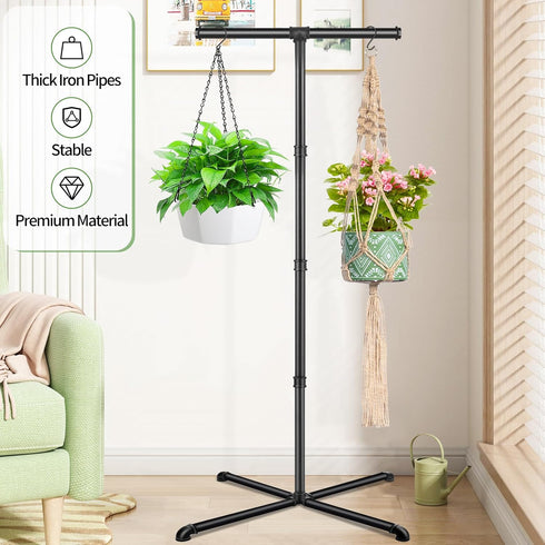 4 Plant Hanger Indoor, Hanging Plant Stand Heavy Duty Metal Standing Plant Hanger with Hooks Hanging Plant Holder