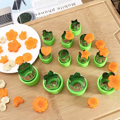 14 Pcs Stainless Steel Fruit Vegetable Cookie Cutters, Mini Pie Cookie Stamps Mold for Kids Baking