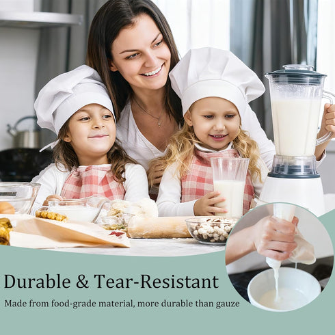 Ninsula 4PCS (8"x12"/14"x14"/10"x12"/12"x12") Nut Milk Bag, Food Grade Nylon Cheese Cloth Bag, Straining Reusable Fine