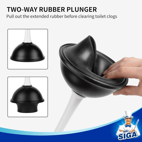 1 Set MR.SIGA Toilet Plunger and Bowl Brush Combo for Bathroom Cleaning, White