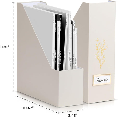 ZICOTO Beautiful Magazine Holder Set of 3, Sturdy File Holder to Organize Desk or Shelves, Perfect Office Storage