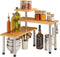 BMOSU Kitchen Corner Shelf Organizer, Adjustable 3 Tier Rack with Hooks for Kitchen Bathroom Counter Storage