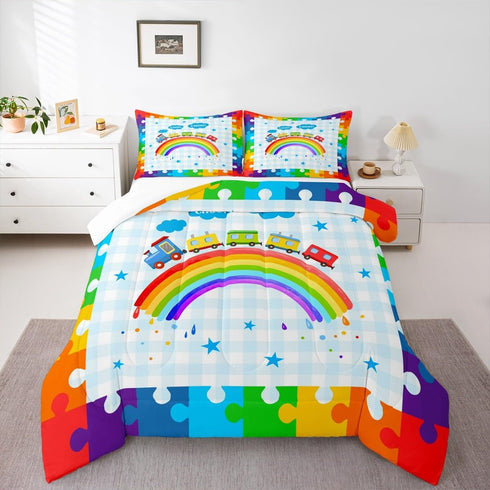 Set Set,Boys Insert,1 Homewish Cartoon Trains Kids Comforter Twin Size,Cute Choochoo Vehicles Bedding Girls Adults Room