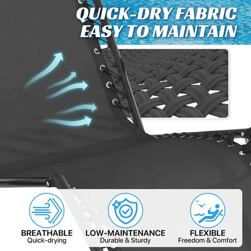 17 Inch Zero Gravity Chair Replacement Fabric with Bungee Cord Kit, Wide Repair Cloth with Replacement Cord for Anti