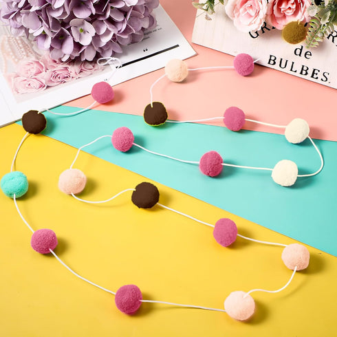 9.8 Feet Pom Pom Garland Set Colorful Felt Fabric for Classroom, 3.6 Feet Pennant Banner for Home Birthday Party (Boho
