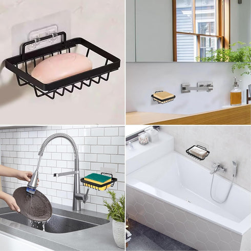 Soap Dish Holder, No Drilling, 304 Rustproof Stainless Steel Wall Mounted Tray for Bathroom & Kitchen