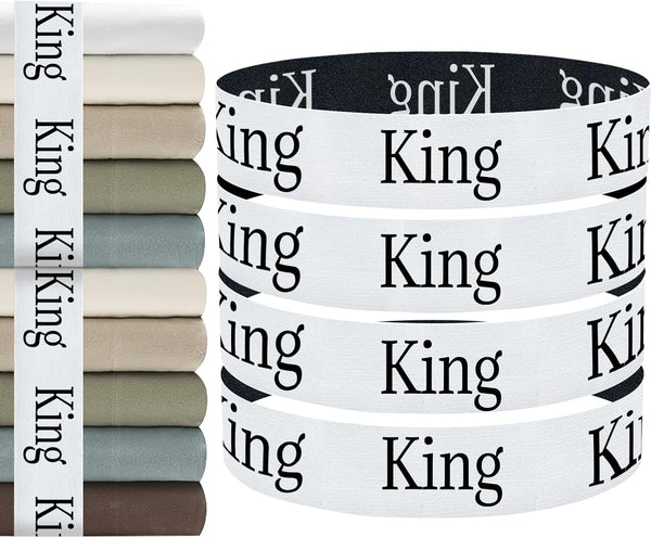 Sheet Organizers and Storage Bands - 4 Pieces Elastic Bed Sheet Straps/Sheet Storage Organizer for Linen Closet (King)