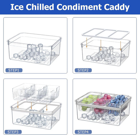 Counter, Bread Box with Ice Chilled Condiment Caddy, Portable Airtight Storage Container with Lid Handle for Kitchen