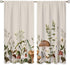 2 42Wx45H Inch Vintage Mushroom Window Curtains Leaves Botanical Rod Pocket Rustic Boho Mushroom Beige Curtain Drapes