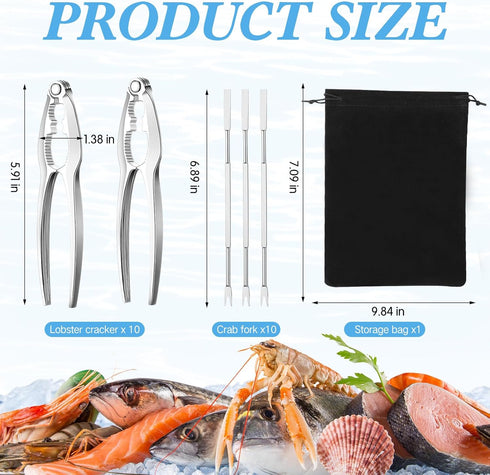Set Set Restaurant(21 Zhehao Lobster Crackers and Picks Seafood Party Dinner Supplies Stainless Steel Crab Leg Tool