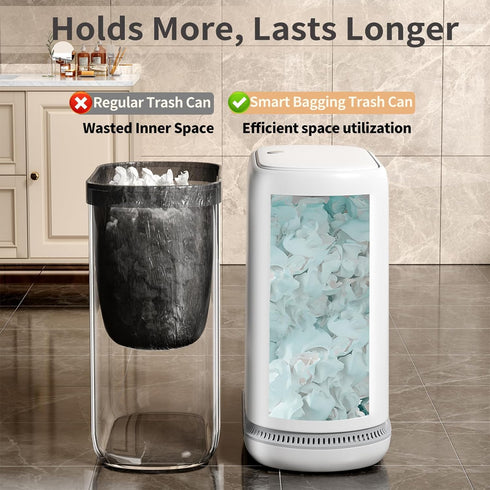 Gleynest 3 75 (5 Small Bathroom Trash Can with Lid, Gallon Slim Garbage Bin with Pop-Up Lid & Air-Pressure Bag Lock