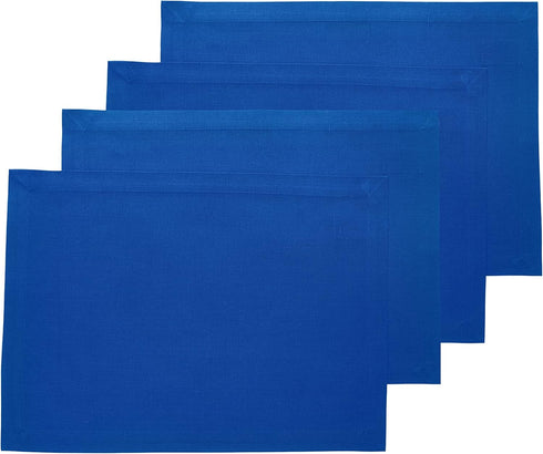 Solino Home Cotton Linen Placemats Set of 4, Blue 14 x 19 Inch Machine Washable Table Mats