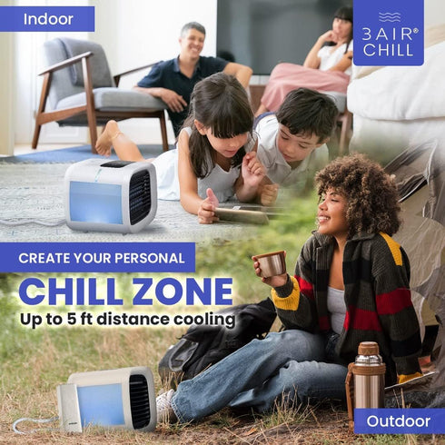 CHILL | personal air cooler | portable mini evaporative air conditioner | five speed fan | twin water misters |