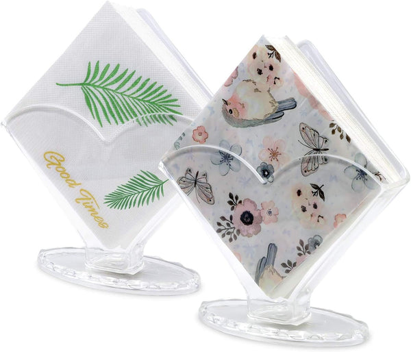 Cocktail Napkin Holder 2 Pack, Acrylic Clear Coffee Filter Holder, Modern Design,