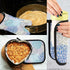 Dahlia Flower Oven Mitts and Pot Holders Set, Heat Resistant Non-Slip Daisy Sunflower Oven Gloves for Cooking Baking BBQ