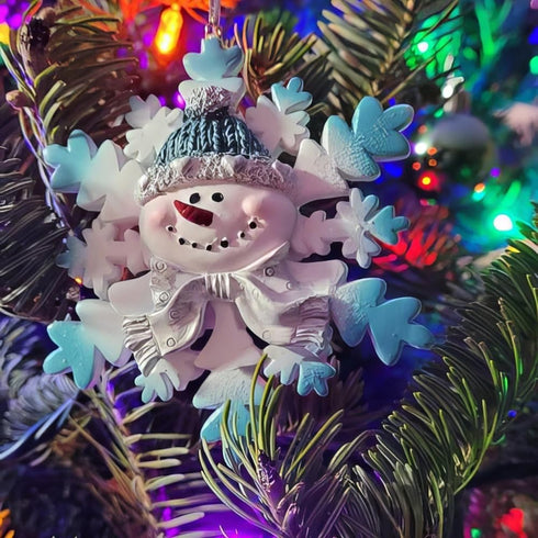 Glitter Snowman and Snowflake Christmas Ornaments, Set of 12