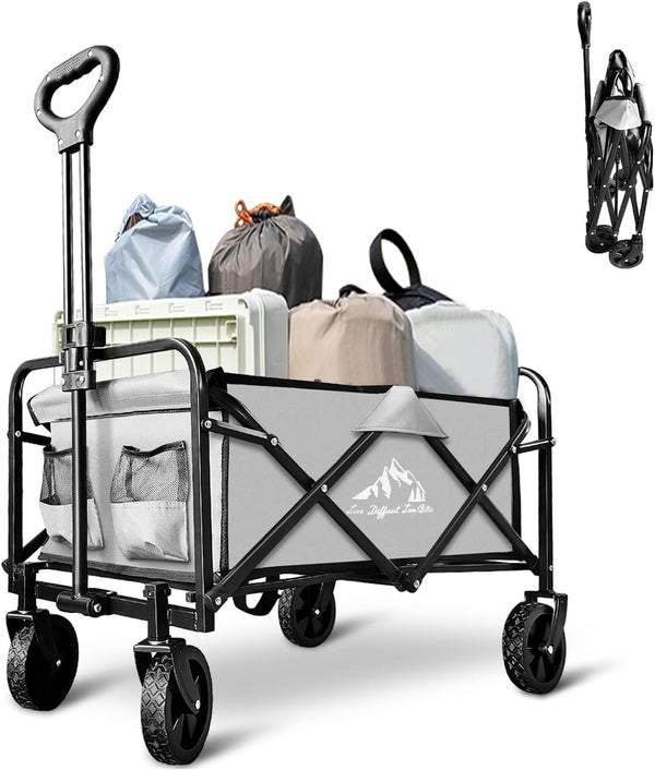 Foldable Wagon Cart, Collapsible Wagon Cart with Heavy Duty Wheels, 220Ibs Portable
