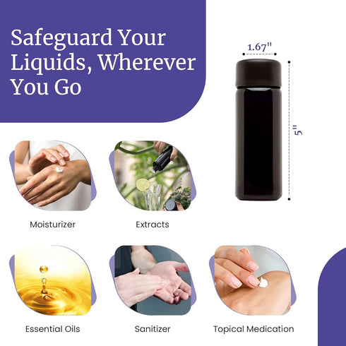 Infinity Jars Black Ultraviolet Glass Slow Pour Bottle 100 ML Airtight Refillable Container for Massage Oil, Shampoo