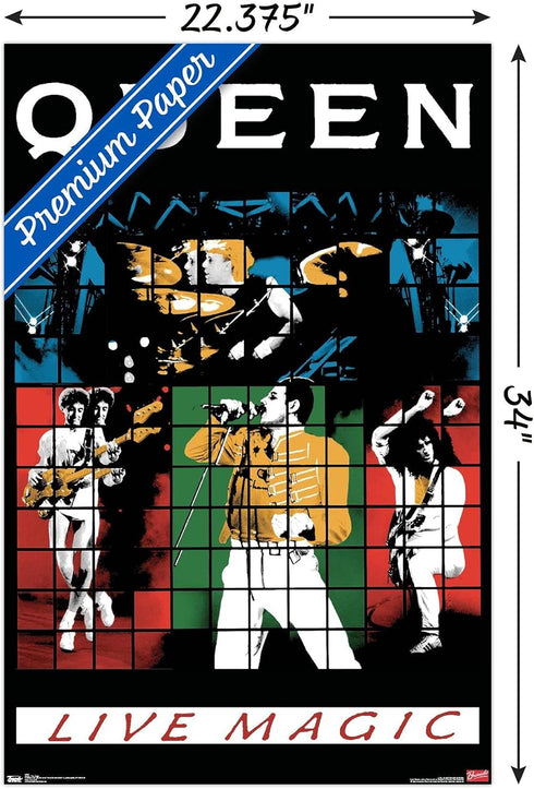 Trends International Queen - Live Magic Wall Poster, 22.375" x 34", Premium Poster & Clip Bundle