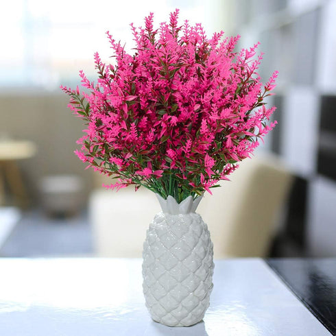 GREENRAIN 8 Bundles Artificial Lavender Flowers, UV Resistant Faux Plastic Plants for Garden, Porch, Window Box Décor