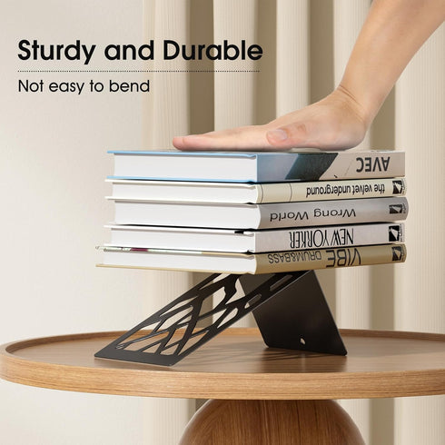 7 4.7 3.5, Black,2 Pair/4 MaxGear Book Ends Tree Design Modern Bookends for Shelves, Non-Skid Book Holder, Heavy Duty