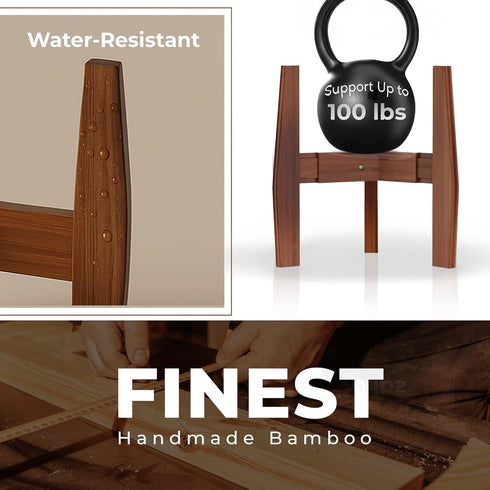 2-Tier (812), ROCCA Tall Plant Stand Indoor Adjustable Bamboo Plant Stand Wooden Corner Pedestal for Multiple Pots