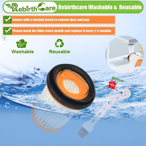 6 Pack WV201 Filters Replacement for Shark Wandvac ION W1 S87 Handheld Vacuum, Compare to Part # XHFWV200