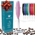 Elementi Electric Pink Milk Frother Handheld - Mini Whisk for Coffee, Matcha and Drinks, Portable Frother & Mixer with