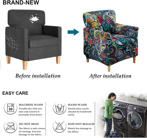 Decor,Boho-5 NILUOH Chair Covers Armchair Stretch Chair Slipcovers with Arms Bohemia Accent Chair Covers for Living