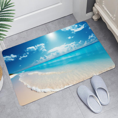 35.5x21.5 inch LYFANS Blue Sky Blue Ocean Thick Anti Fatigue Carpet, Extended Bathroom Bath Mat, Kitchen Non Slip Mat