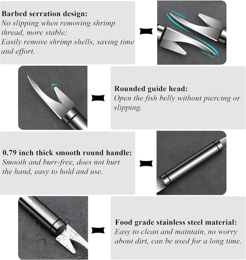 LXLVOUEG 3 2 1,Silver, PCS Shrimp Deveining Tool Shrimp Tail off Crawfish Peeler,Stainless Steel Fish Scaler Seafood