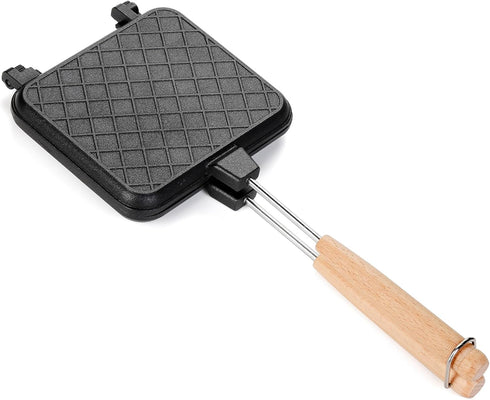 Hot Sandwich Maker, Non-stick Grilled Panini Maker with Handle, Stovetop Camping Sandwich Toaster Aluminum Flip Pan for