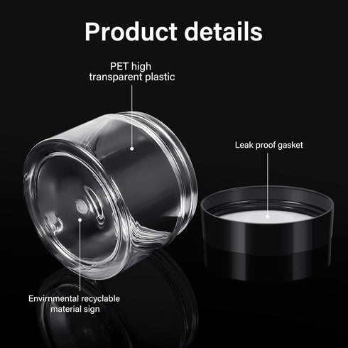 6 Pack 6 oz Plastic Jars with Lids - Refillable Wide-mouth Leakproof Round Empty Containers for Travel, Cosmetic, Food