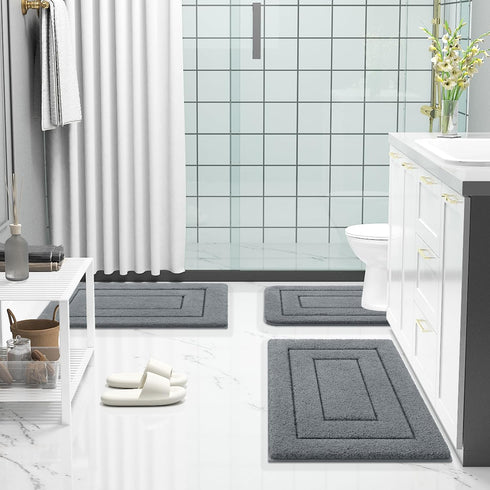 Buganda Bathroom Rugs, 30" x 20", Soft Absorbent Microfiber Non-Slip Shaggy Bath Carpet for Bathroom Floor
