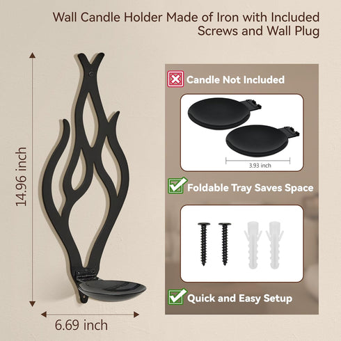 Set 2, Wall Candle Sconces of Modern Minimalist Metal Candle Holders for Pillar, Tealight, and LED Candles