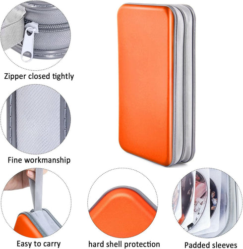 Bivisen DVD Case Holder Wallet Binder, 96 Capacity CD/DVD Storage Organizer for Car, Home, Travel (Orange)